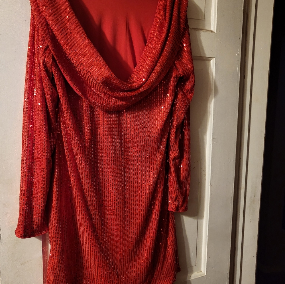 Red sequin dress